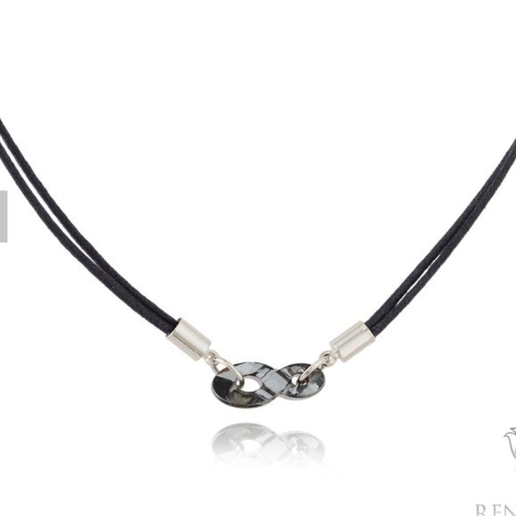 INFINITE SILVER NIGHT CHOKER + WHITE RHODIUM - Picture 1 of 5